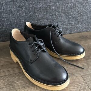 CLARKS ORIGINALS Maru London Black Learher Oxford Shoes Blue Size 7